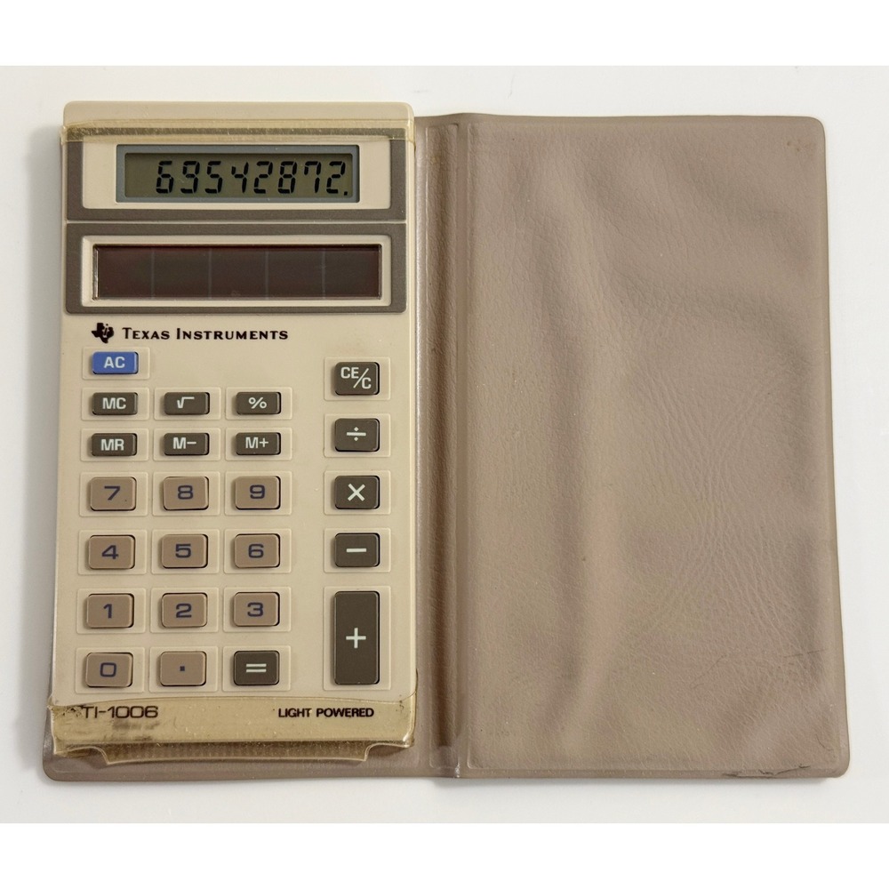 Texas Instruments Calculator Tan TI-1006 Solar Powered Vintage Case